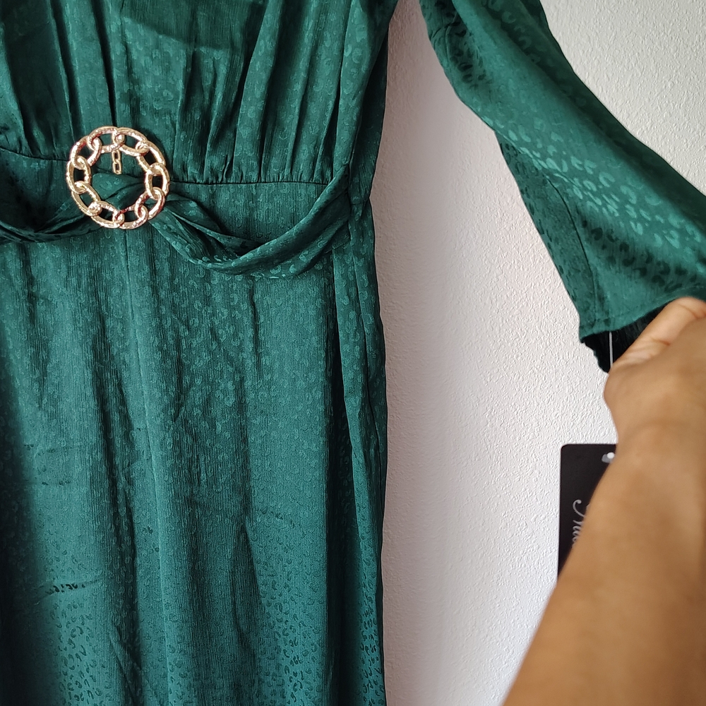 Chic Green Jumpsuit with Gold Detail